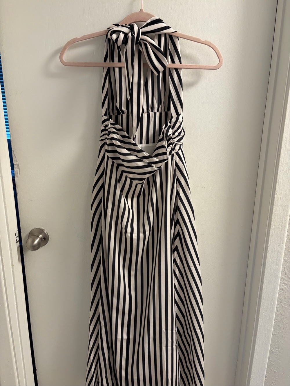 Commense Black & White Striped Halter Maxi - Picture 2 of 13